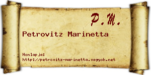 Petrovitz Marinetta névjegykártya